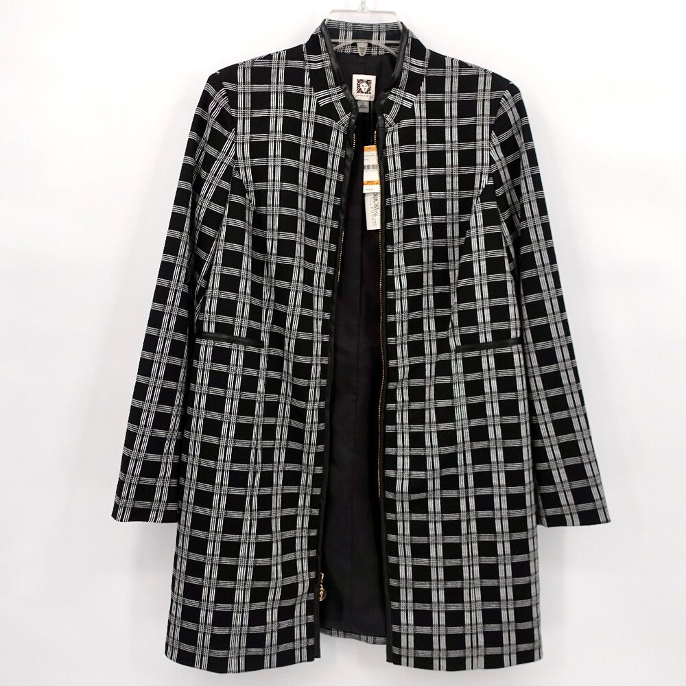 Long Black and White Plaid Blazer Jacket Size‎ Small NWT